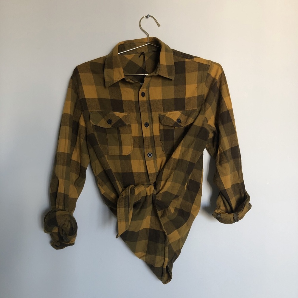 mustard yellow urban renewal oversized flannel
